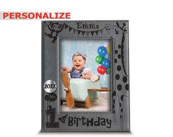 PERSONALIZED-My FIRST Birthday Picture Frame- Personalize Picture Frame- Baby 1st Birthday Picture Frame  - Engraved Leather Picture Frame