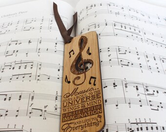 Laser Cut Wood Bookmark: Plato Music Quote, Gift for Book Lover