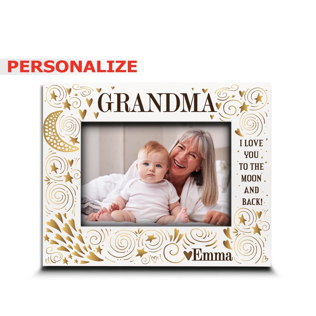 PERSONALIZEDI Love You to the Moon & Back Grandma and Grandpa Picture Frame Mother's Day