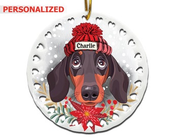 Personalized Dachshund Ornament: Custom Dog Christmas Tree Decoration