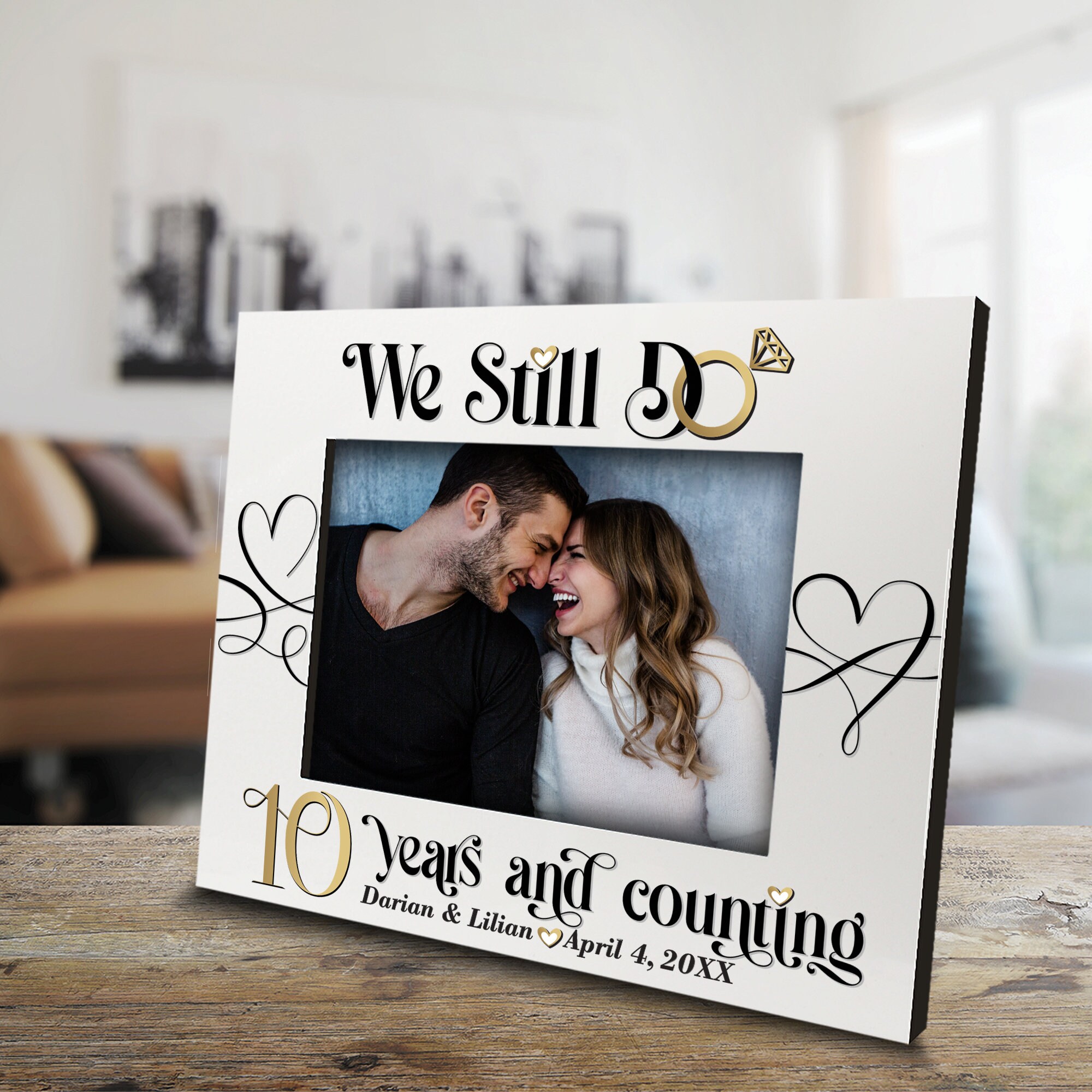 Personalized 10th Anniversary Picture Frame: UV Print Gift - Etsy