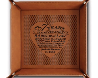 Personalized 7th Anniversary  Tray- Engraved wool design
