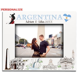 PERSONALIZE-Argentina Theme Picture Frame-Tango Dancer-Iguazu Falls-Buenos Aires-Wedding, Honeymoon, Vacation, Family Reunion- UV Print