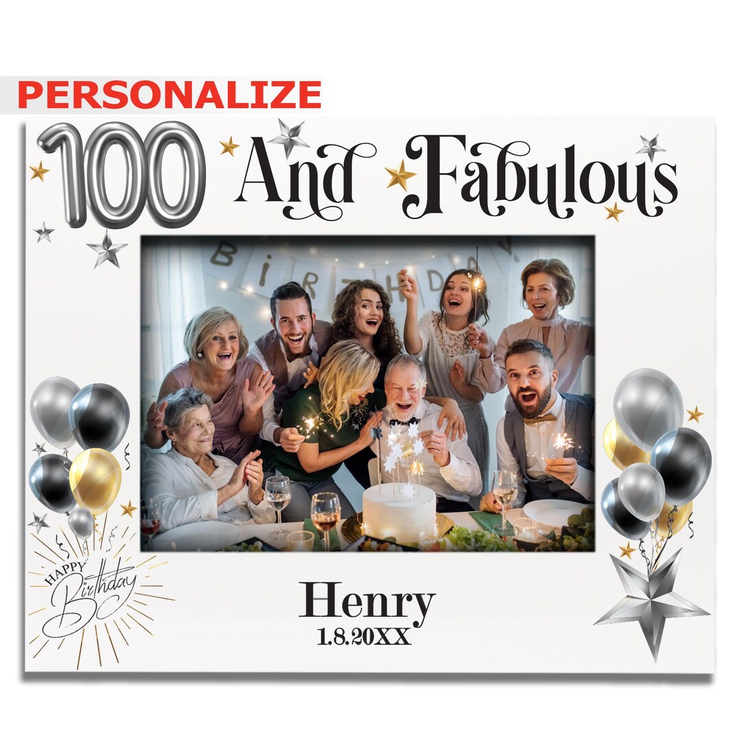 Personalized 100th Birthday Picture Frame, UV Print, Balloon Design - Etsy