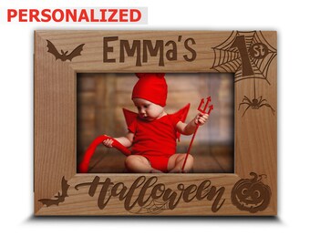 Personalized Baby's First Halloween Engraved Wood Picture Frame