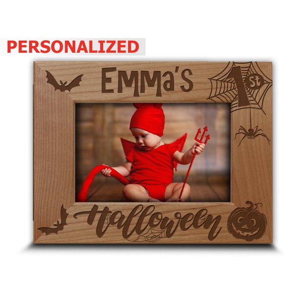 PERSONALIZED-My First Halloween Picture Frame-baby first Halloween-Engraved Wood Picture Frame