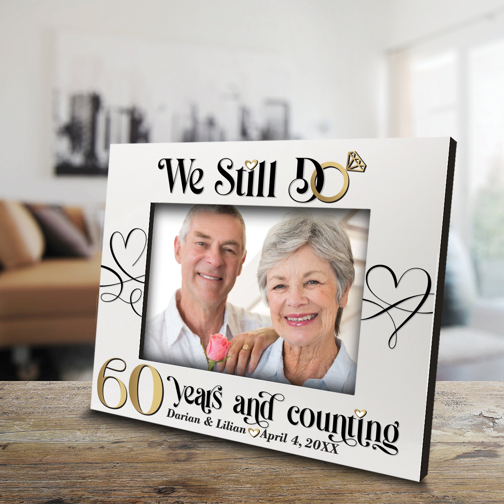 Personalized 60th Anniversary Picture Frame: UV Print Gift - Etsy