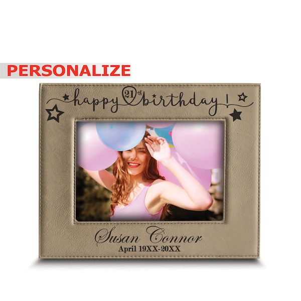 PERSONALIZE- Happy Birthday gift for Him or Her- Birthday Frame, Personalized Birthday Gift, Custom Birthday Gift_ Engraved Picture Frame