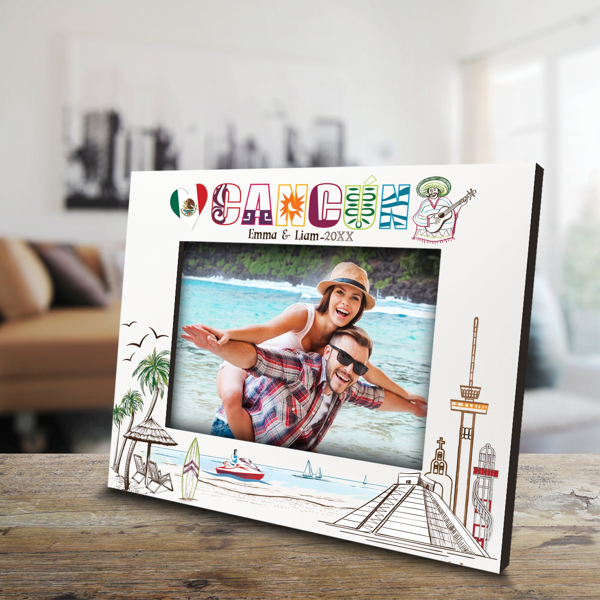 Personalized Cancun Vacation Picture Frame: UV Print MDF Frame - Etsy
