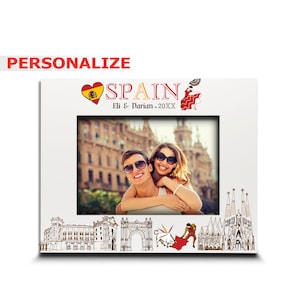 PERSONALIZE-Spain Picture frame-Wedding, Honeymoon, Vacation, adventures in Spain - UV Print Spain symbols Design set-Custom City Gifts