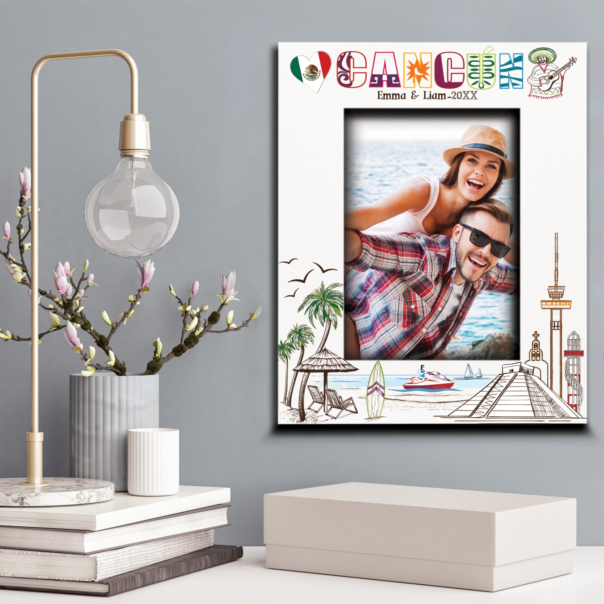 Personalized Cancun Vacation Picture Frame: UV Print MDF Frame - Etsy