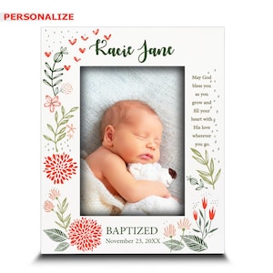 PERSONALIZE-Blessings Baptism Gift-Customizable Christening, Religious Baby Girl Picture Frame -Presents from Godparents