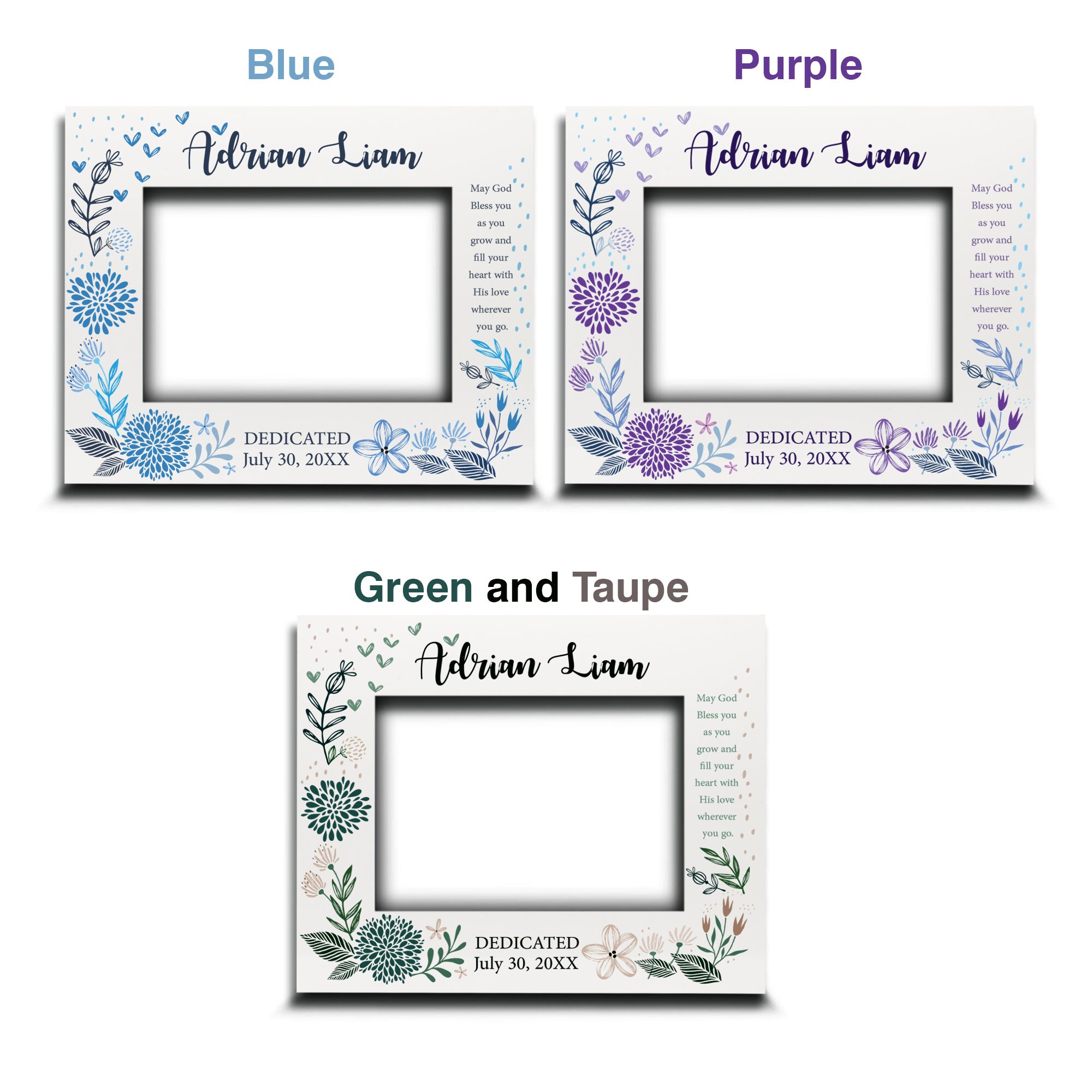 Personalize-baby Boy Dedication Picture Frame-christening