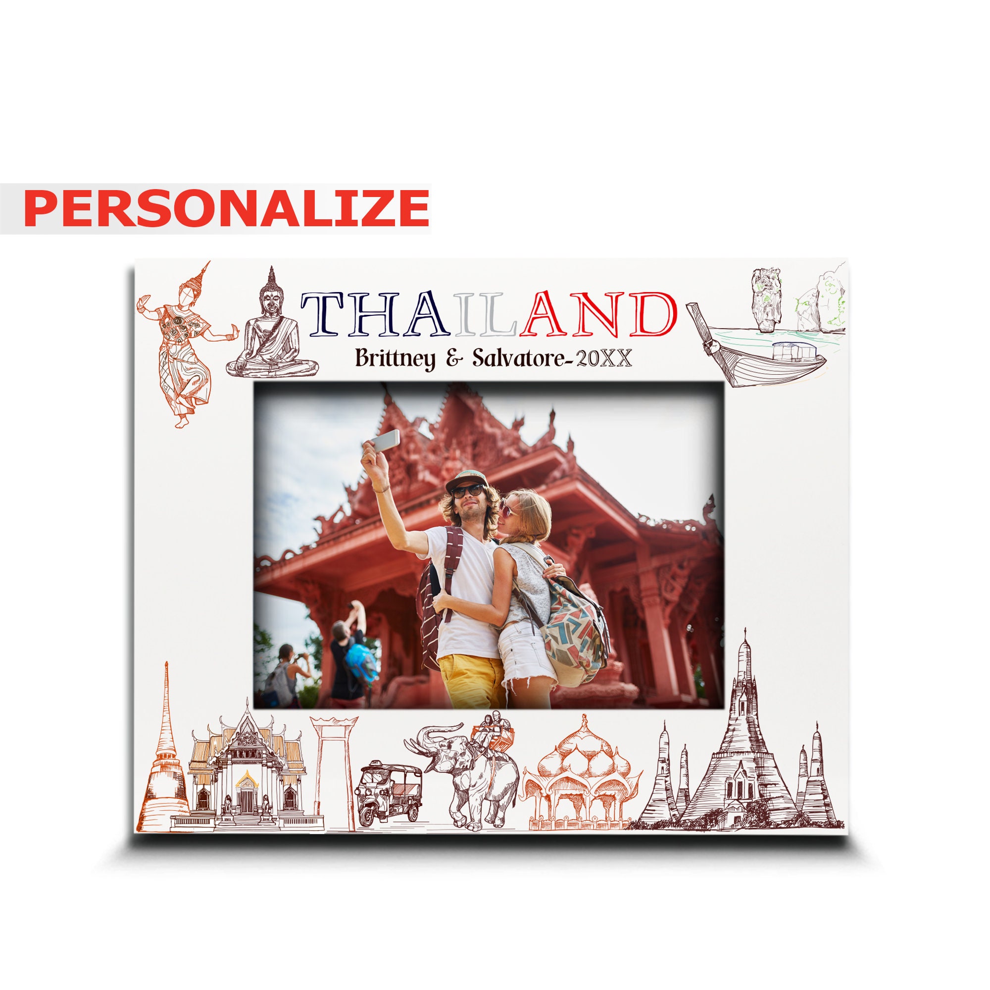 Personalized Thailand Vacation Picture Frame: UV Print Travel