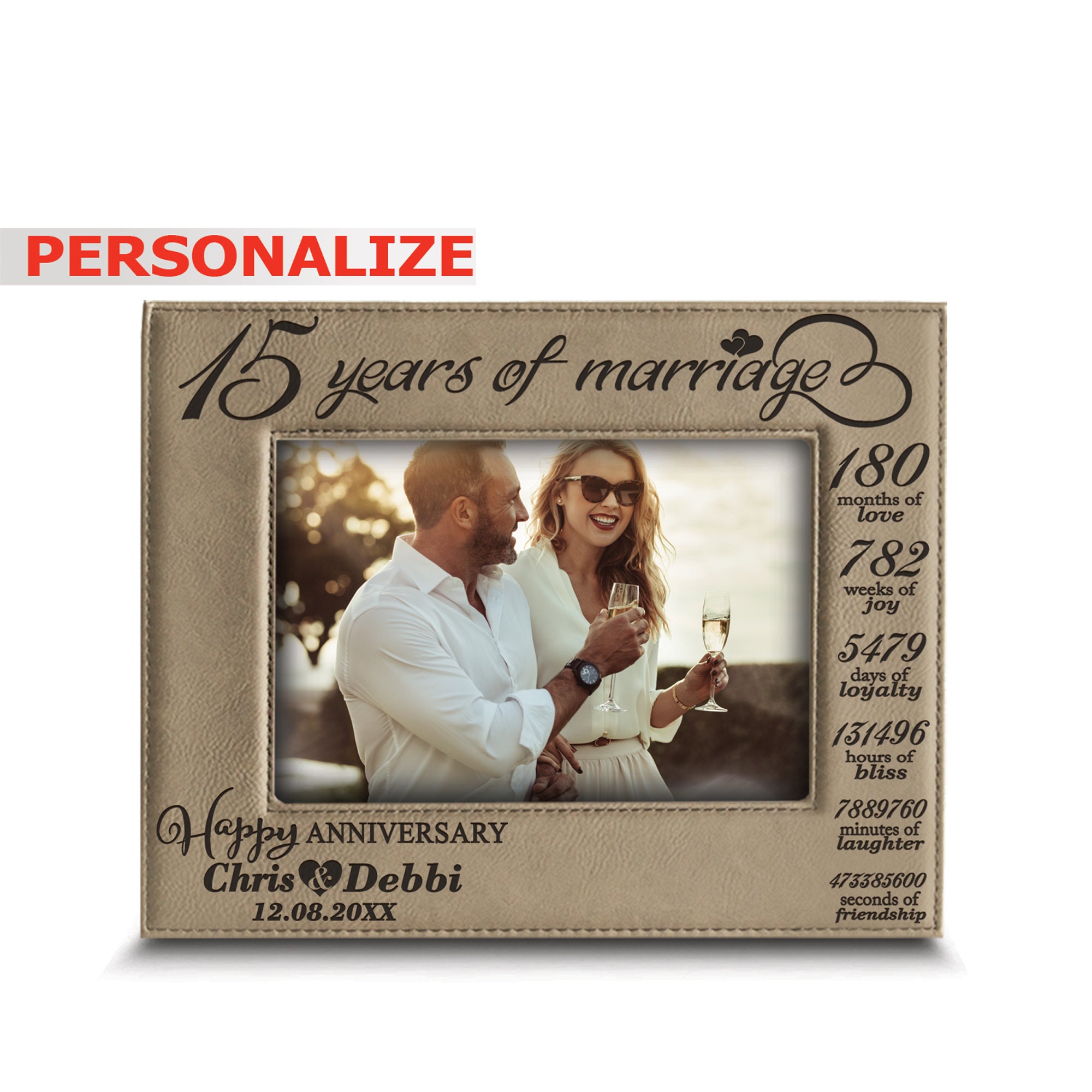 PERSONALIZED-15 Years of Marriage-months Weeks Days Hours