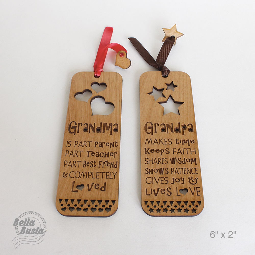 Grandma and Grandpa BookmarkLaser cut and Engraved Natural Etsy