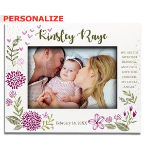 PERSONALIZE- Baby Girl Picture Frame-Birth Announcement-Nursery décor Keepsake -Sentimental, Newborn, Baby shower Gift-UV Print
