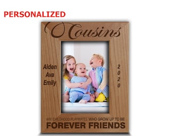 PERSONALIZED-Cousins, Best Friends Picture Frame-Grandparents Frame-Grandma gift-Grandpa gifts- Engraved Natural Wood Frame
