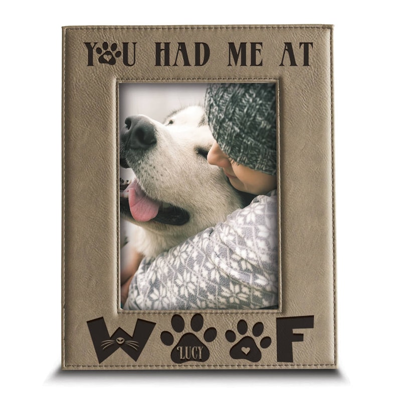 PERSONALIZED-You had me at WOOF-Dog Picture Frame-Pet Frame-Dog lover gift-Engraved Leather Picture Frame