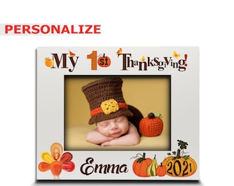 PERSONALIZED-My First Thanksgiving Picture Frame-Baby's 1st Thanksgiving-Thanksgiving gift for baby-UV Print Picture Frame