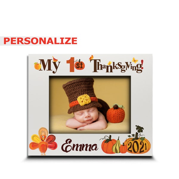 PERSONALIZED-My First Thanksgiving Picture Frame-Baby's 1st Thanksgiving-Thanksgiving gift for baby-UV Print Picture Frame