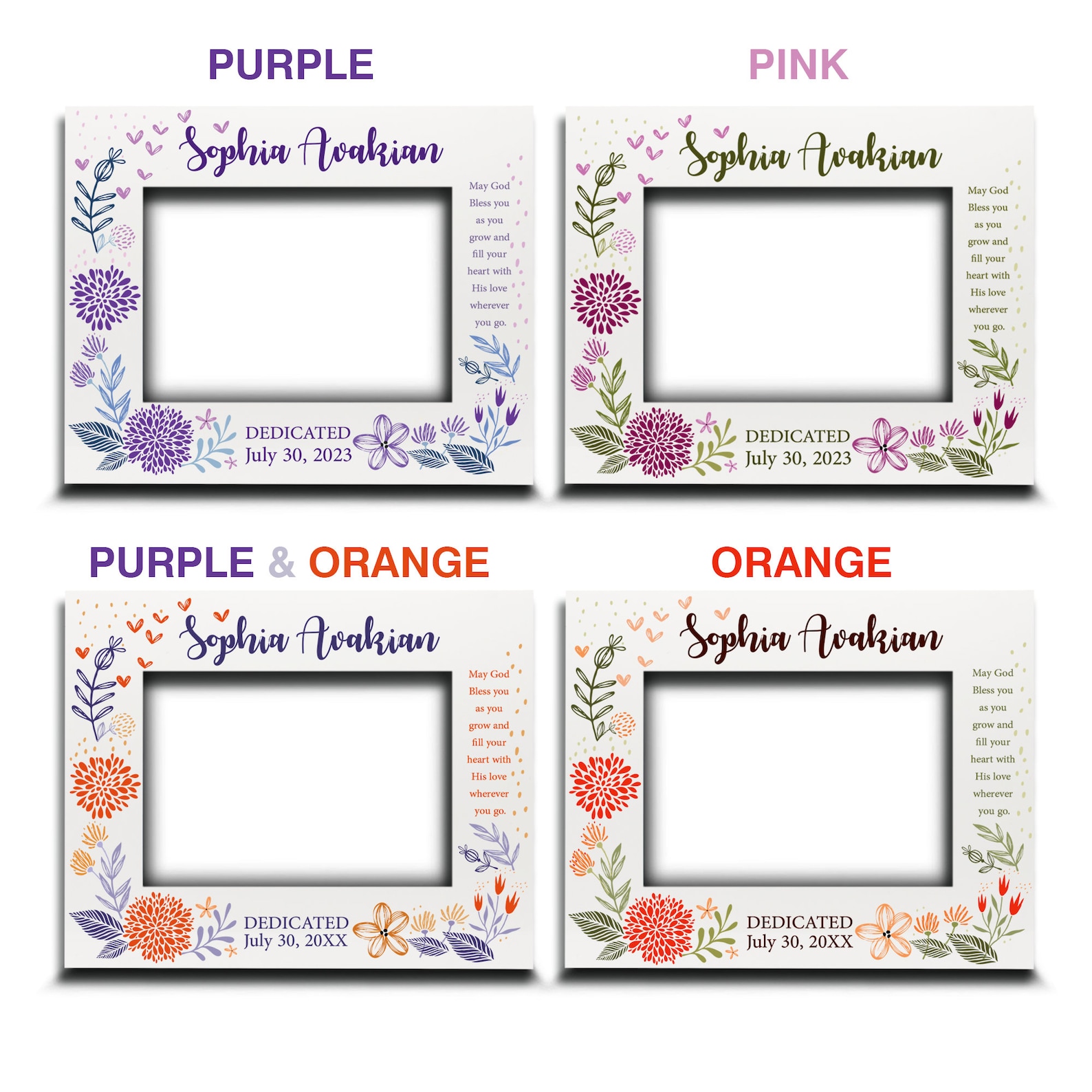 Dedication Message Frame Personalize-baby Dedication Picture Frame-christening, Religious ...