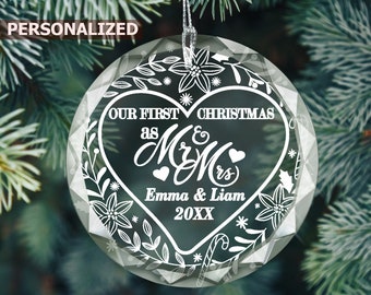 PERSONALIZED-Our First Christmas Married Ornament-Mr. and Mrs. Ornament-Personalized Wedding Gift-New Couples Gift