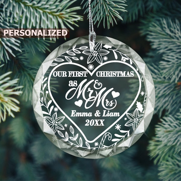PERSONALIZED-Our First Christmas Married Ornament-Mr. and Mrs. Ornament-Personalized Wedding Gift-New Couples Gift
