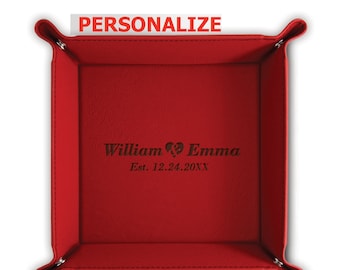 Personalized Leatherette Tray – Anniversary Gift for Couple