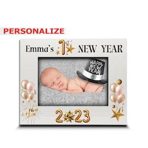 PERSONALIZE_ Baby&#39;s 1st New Year-My First New Year Picture Frame- New Baby Picture Frame-Happy New Year- UV Print Picture Frame