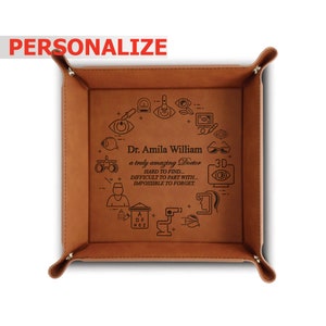 PERSONALIZE-Ophthalmologist Gift -Ophthalmology Thank You, Appreciation- Student Graduation-Eye Doctor Office Desk Set-Engraved Leather Tray