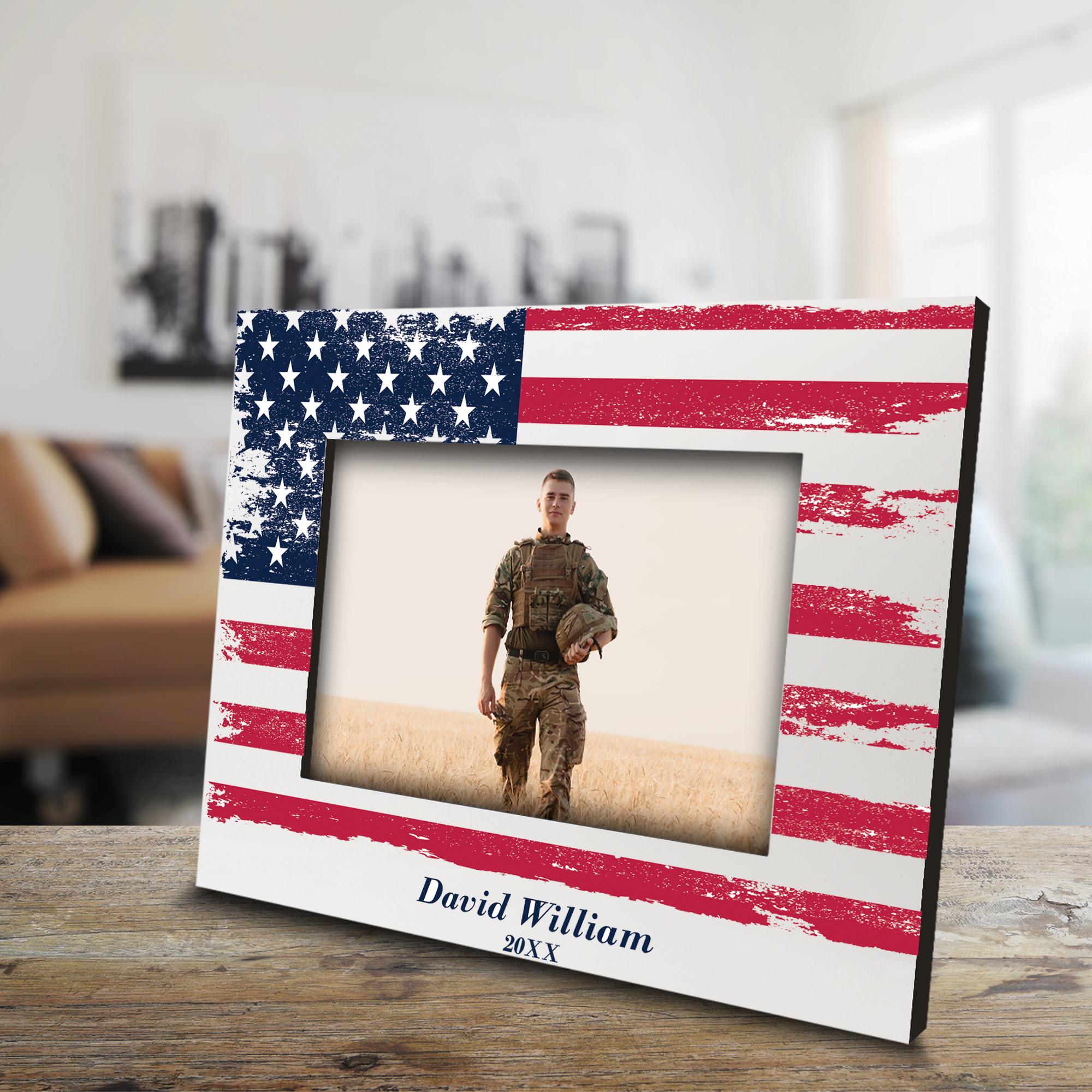 Personalized American Flag Picture Frame- Keepsake - Etsy