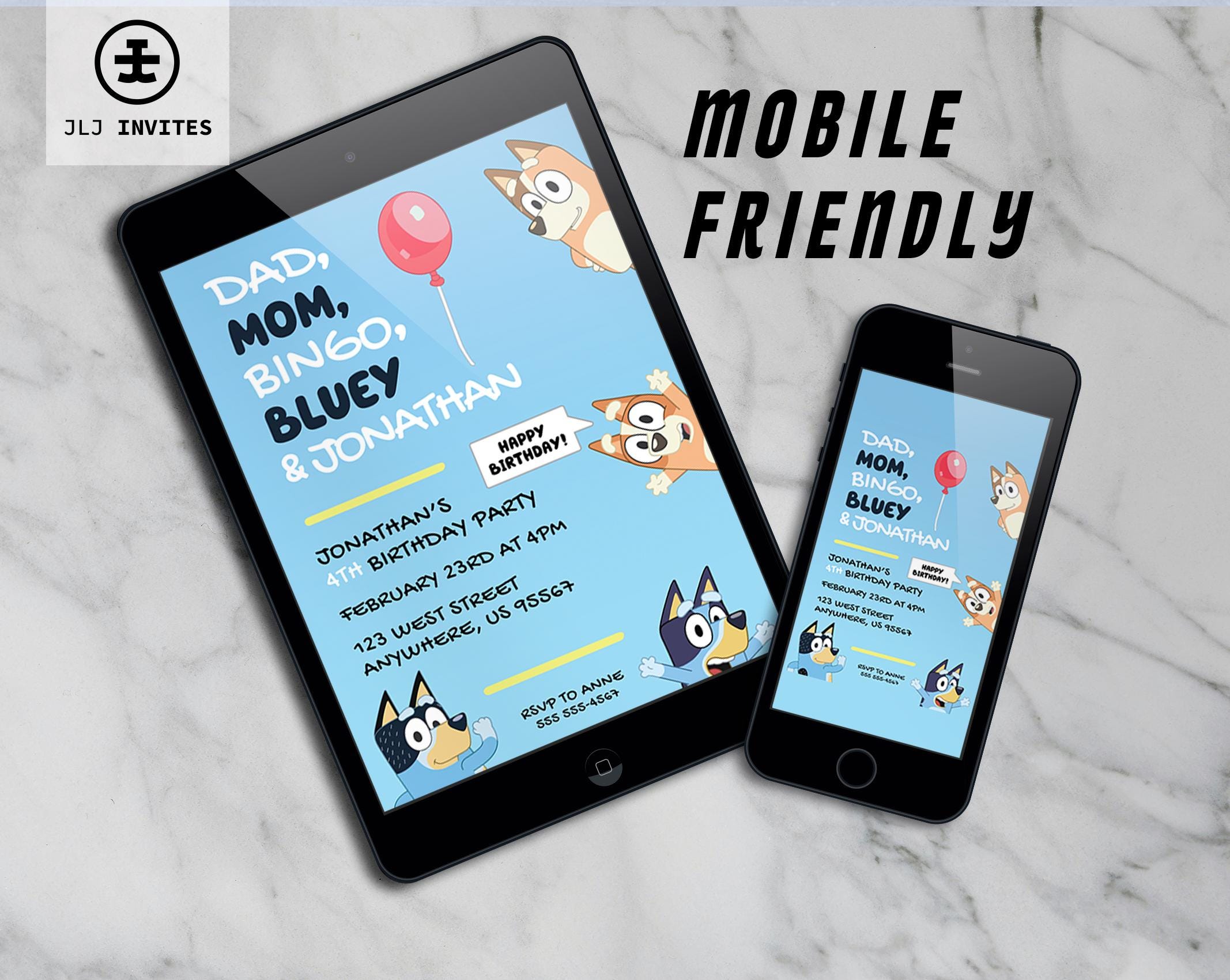 Bluey Birthday Invitation – Editable Canva Template