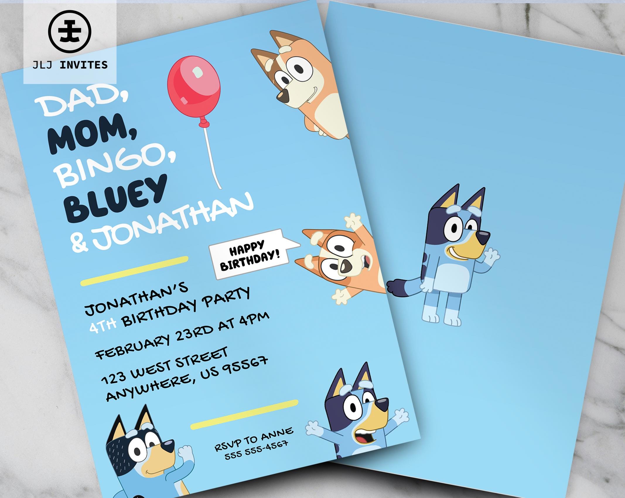 Bluey Birthday Invitation β Editable Canva Template