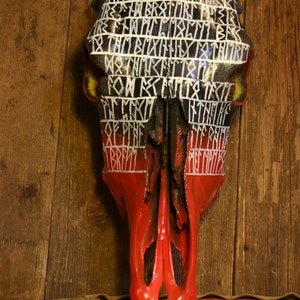 Painted cow skull. Viking Battle Prayer