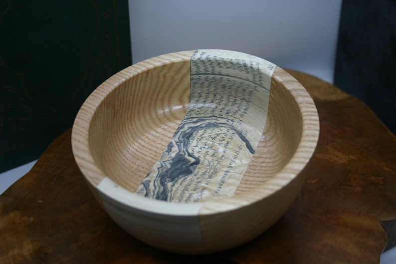handmade bowl Wood and Paper bowl.wooden bowl hand turned bowl turned bowl wooden art Recycled Wood wood bowl wood bowls