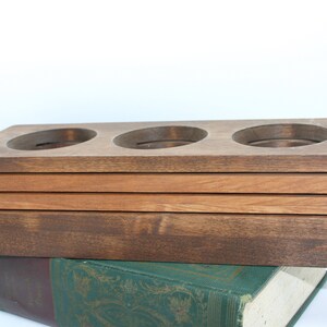 A unique 3 candle holder made of pine with a two tone finish.Rustic candle holder, Wood candle holder,Farmhouse style candle holder, Bedroom