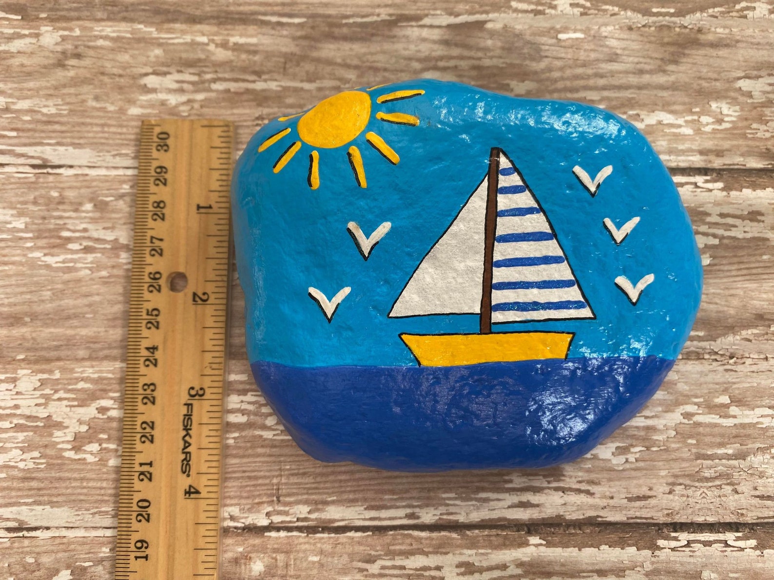 sailboat rock art etsy