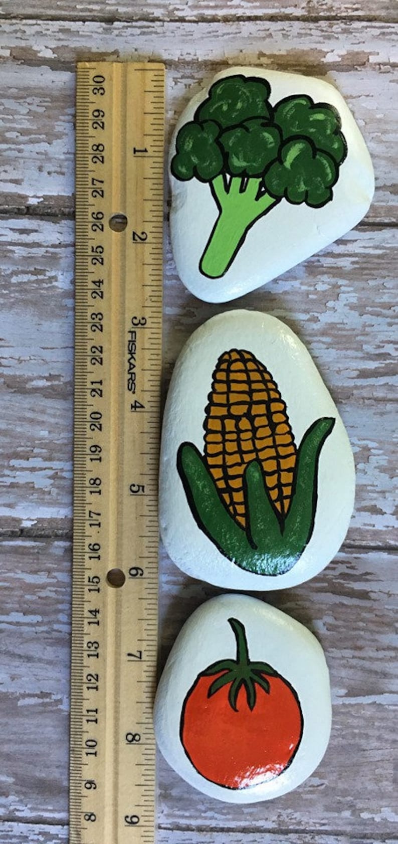Hand Painted Vegetable Garden Rocks Set of 7 Whimsical Art - Etsy