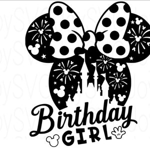 Disneyland Birthday Girl Svg | Minnie Mouse Birthday T-shirt  SVG | World t-Shirt  Svg | Minnie outline Svg | Shirt Svg cricut cut file |