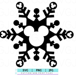 Mickey Mouse Snowflake SVG jpg png | Disneyland  World Christmas Svg |Christmas SVG | Cricut Silhouette svg | (individual svg/png/jpg files)