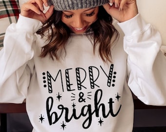 Merry and Bright Svg, kerstversieringen Svg, kerst Svg, vakantie Decor Svg, kerstshirt opstrijkbare overdracht Svg, dxf, png, eps Cricut