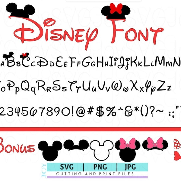 Disneyland Font Svg| Mickey Mouse Font T-shirt  SVG  | World | Birthday t-Shirt  Svg | Mickey  outline Svg | Shirt Svg |  cricut cut file ||