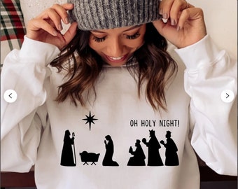 Oh, Heilige Nacht SVG, religieuze kerst SVG, vakantie SVG, kerst digitale download, Cricut, silhouet (afzonderlijke svg/png/jpg-bestanden)