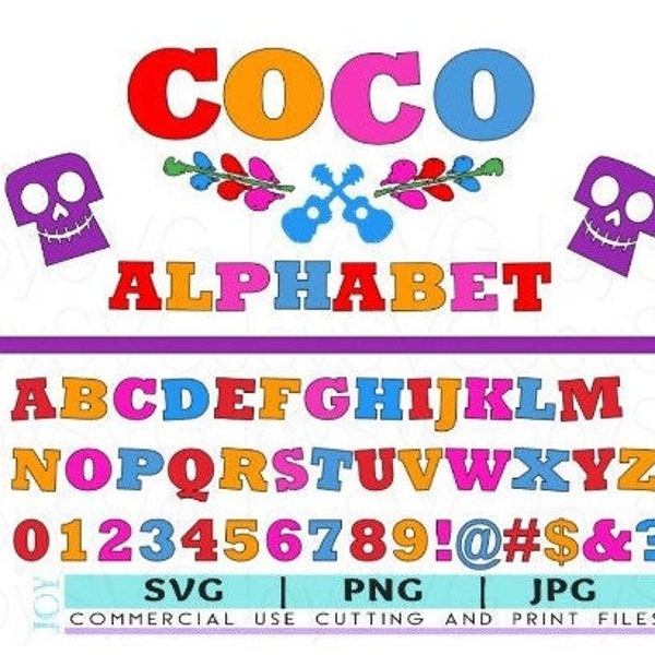 COCO alphabet fonT svg png | Disneyland COCO t-Shirt  Svg coco font svg, coco font cricut, coco font silhouette, coco cuttable font-ink