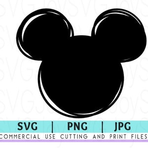 Mickey Mouse Silhouettes outline head Digital Download, svg, jpg, Cricut, vector Silhouette Cut File, Instant Download