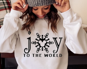 Joy to the World Mickey Mouse sneeuwvlok SVG jpg png | Disneyland World kerst Svg | Cricut silhouet-svg | individuele svg/png/jpg-bestanden