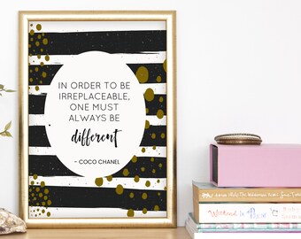 Wall Plaque Black &Gold Sign In Order To Be Irreplaceable One Must Be Different Wall Plaque Black &Gold Sign In Order To Be Irreplaceable One Must Be Different