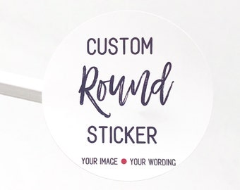 PERSONALISED GLOSS TRANSPARENT ROUND CIRCLE CUSTOM LOGO STICKERS LABELS 88MM