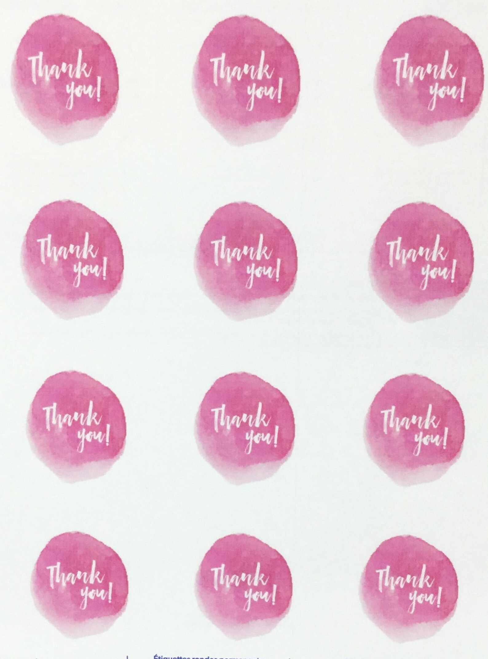 2 Thank You Stickers Pink Watercolor Sticker Round | Etsy